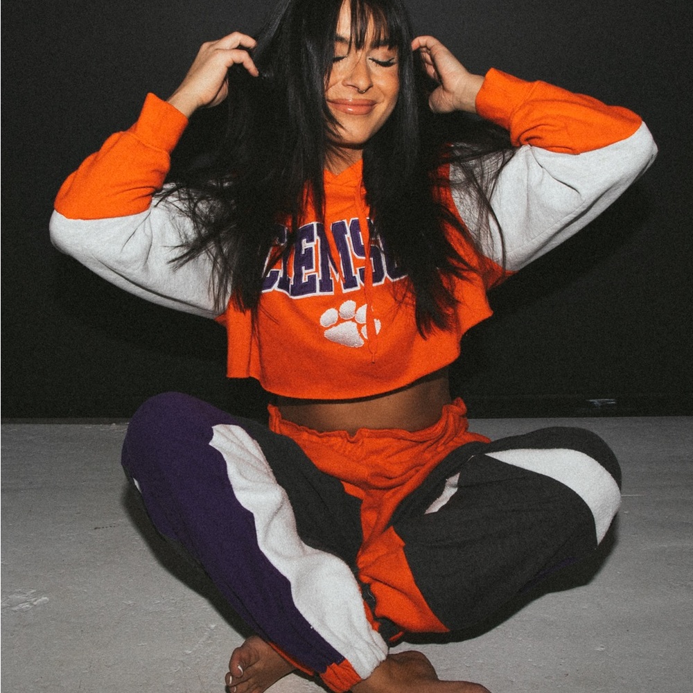CLEMSON MATCHING SWEAT SET - CROPPED SWEATSHIRT - CLEMSON TIGERS